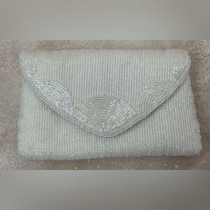 Andre Cellini Vintage White / Cream Beaded Shoulder Bag, Party, Formal, Wedding